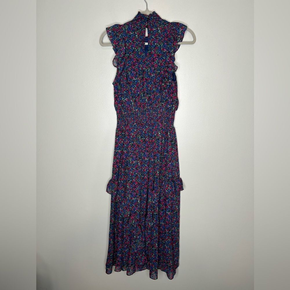 Lulus Evalina Navy Blue Floral Print Mock Neck Midi Dress - Picture 5 of 5